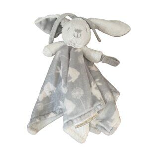 Blankets and Beyond Bunny Rabbit Lovey Grey White Security Blanket Plush 16 In.